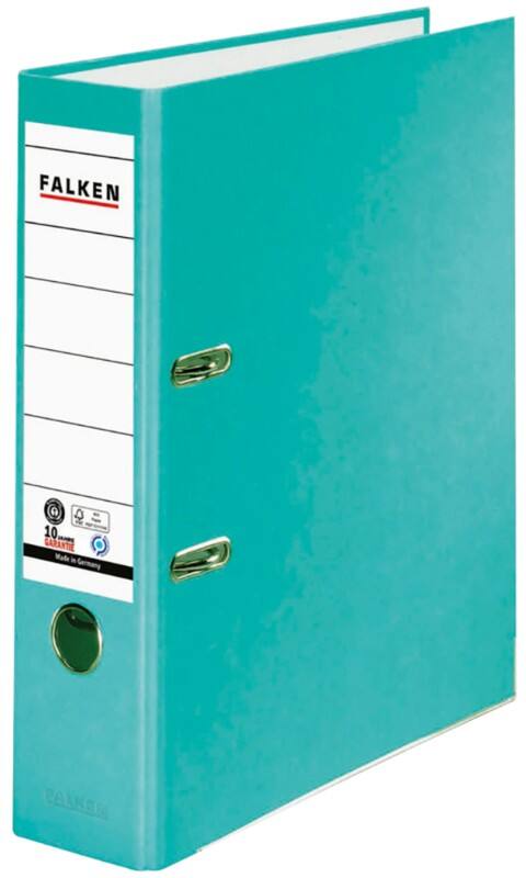 Falken Recycolor Ordner DIN A4 80 mm Türkis 2 Ringe 11285236 Pappkarton, PP (Polypropylen)