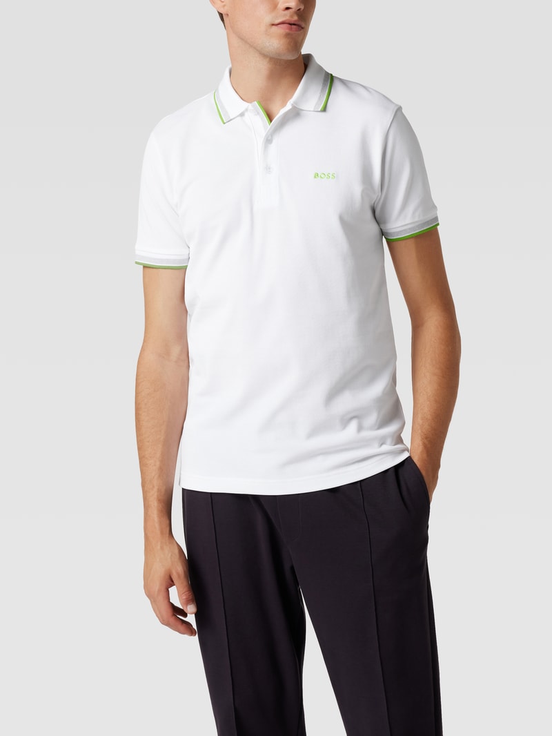 Regular Fit Poloshirt mit Label-Stitching Modell 'Paddy' in weiß