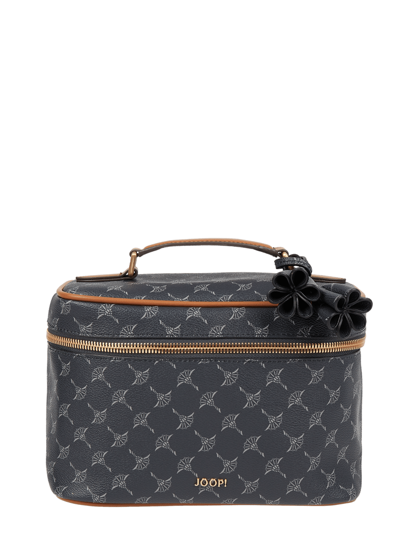 Kulturtasche mit Logo-Muster in dunkelblau