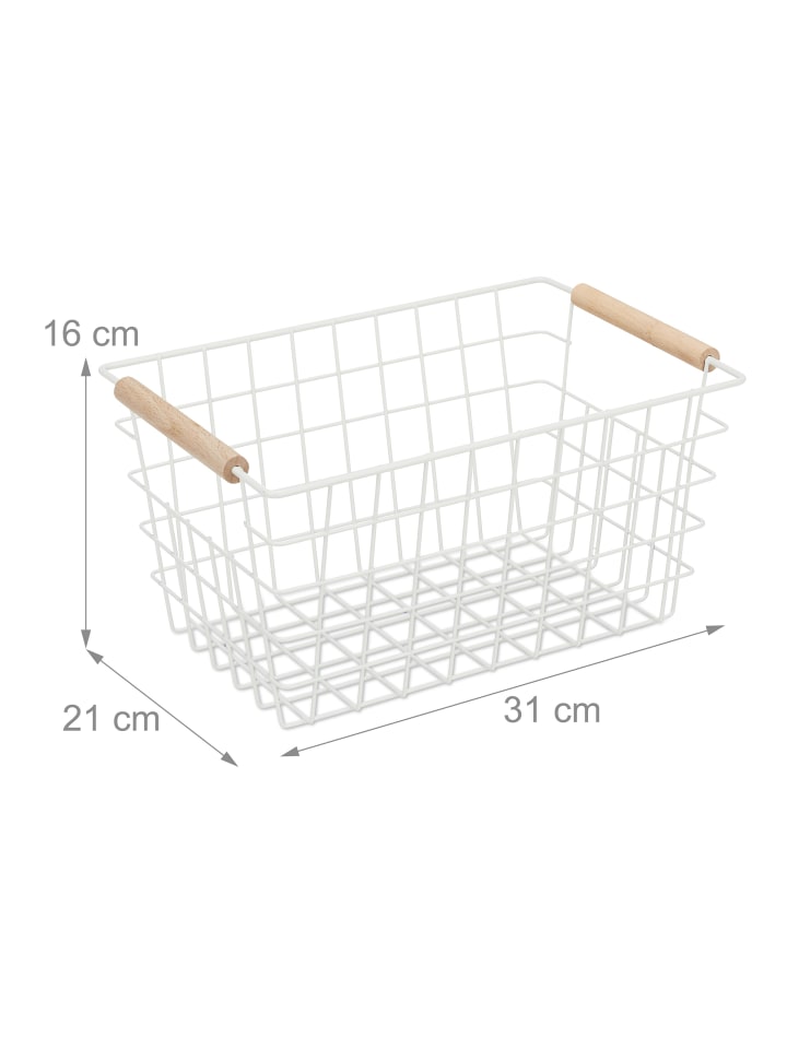 relaxdays 2 x Drahtkorb in Weiß - (B)31x (H)16 x (T)21 cm günstig kaufen onesize