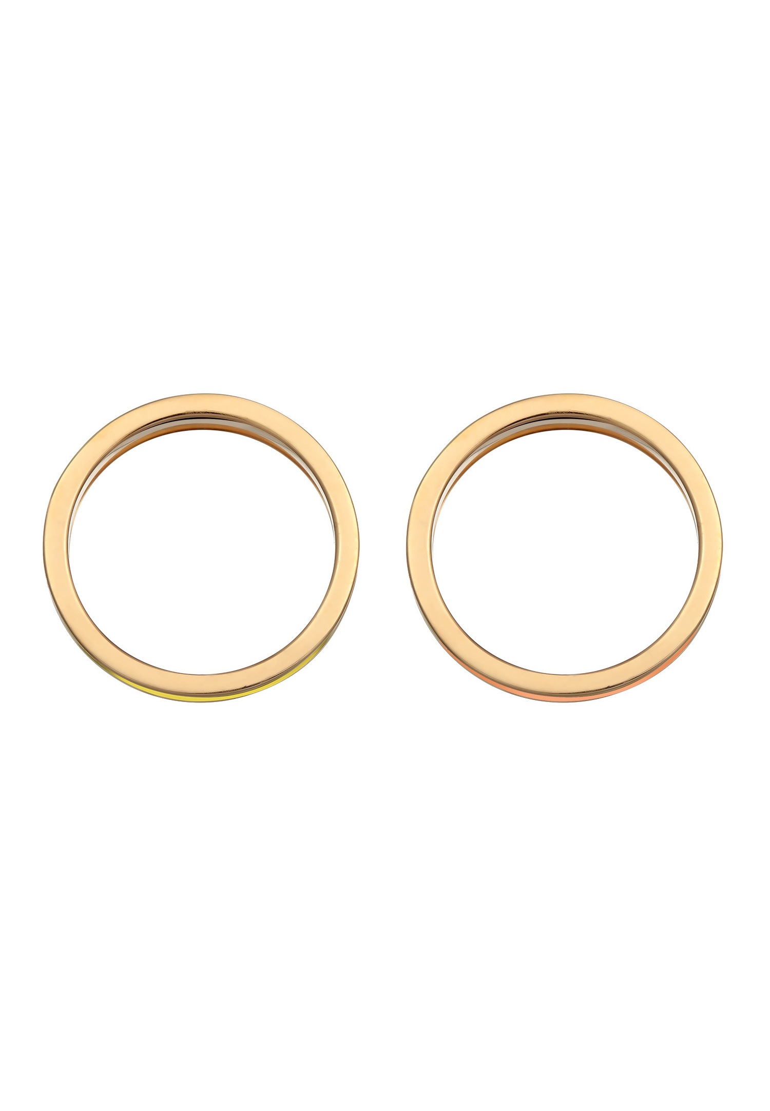 Conjunto básico de anillos Elli para mujer con esmalte negro en plata de ley 925