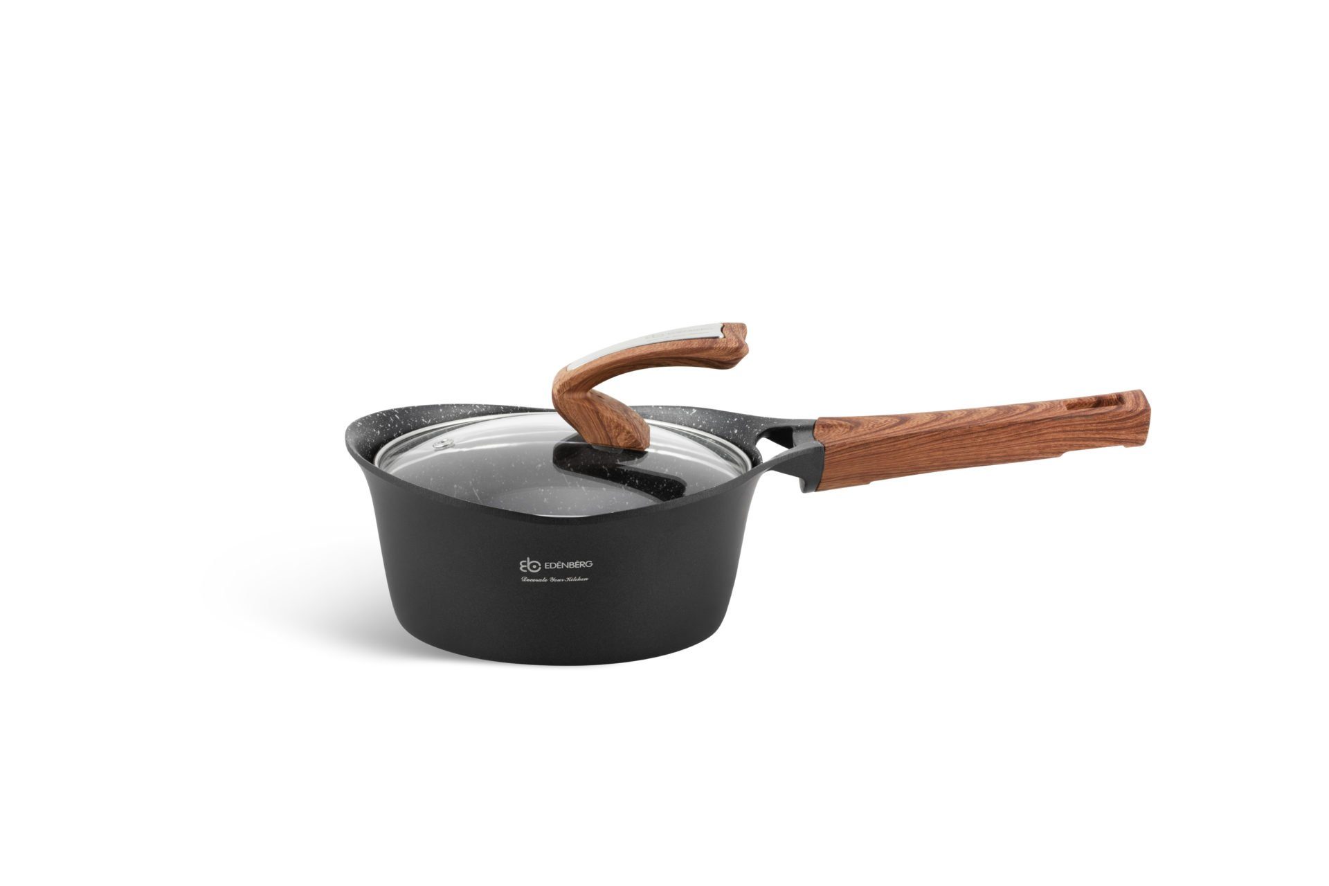 Edenberg Topf-Set Modernes Topfset, schwarze Töpfe, braune Griffe, Pfanne, Kasserolle, Aluminium, Keramik (15-tlg., Zeitloses Design des Topfsets. Eine ideale Geschenkidee)