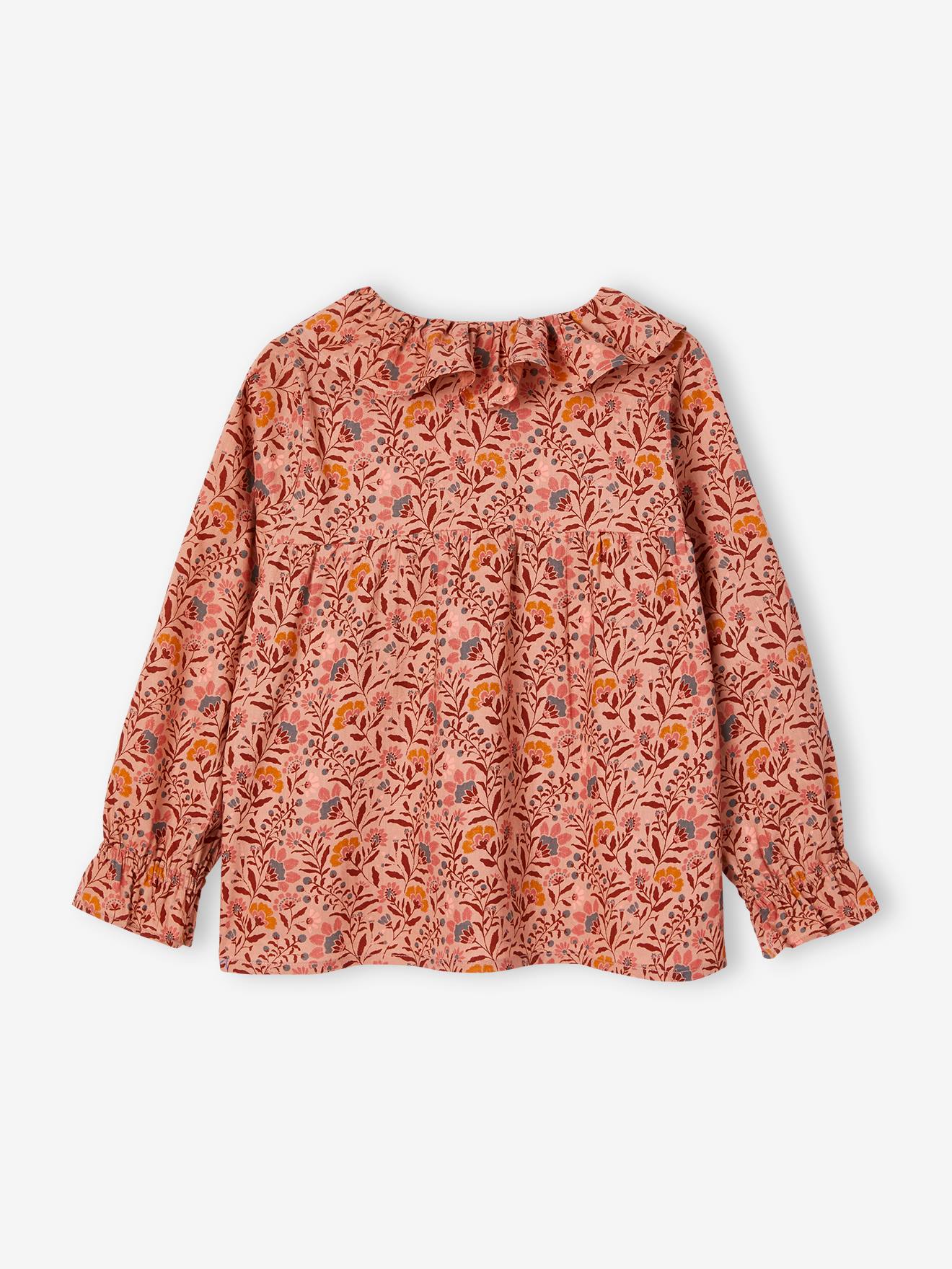 Vertbaudet Mädchen Bluse mit Blumen - pfirsich