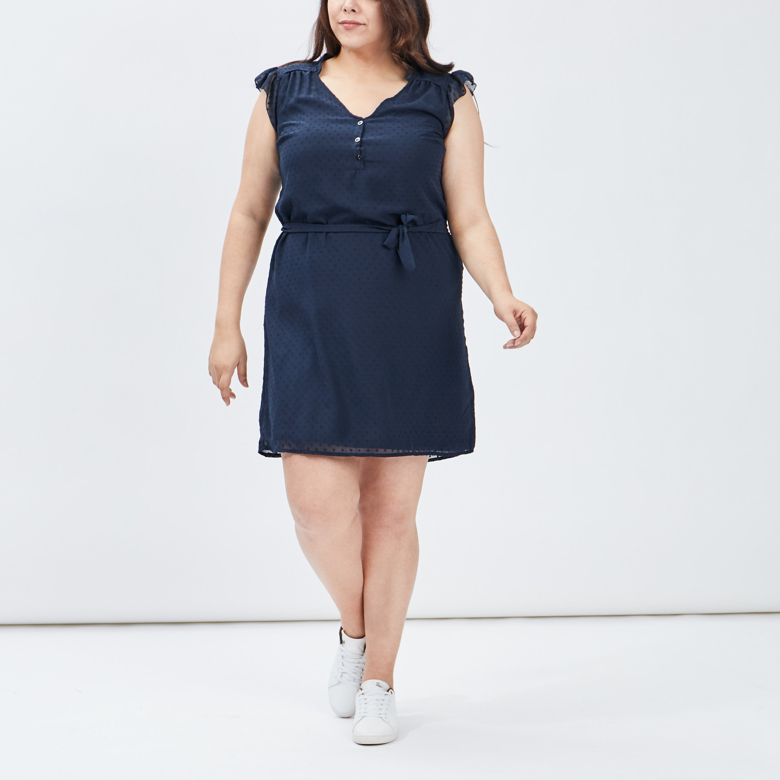 Robe droite ceinturée bleu marine femme grande taille | La Halle