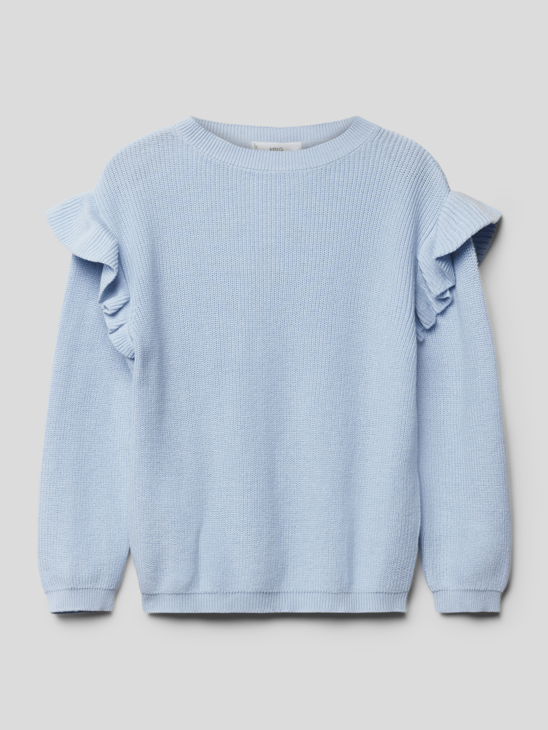 Strickpullover mit Rüschen Modell 'GABY' in bleu