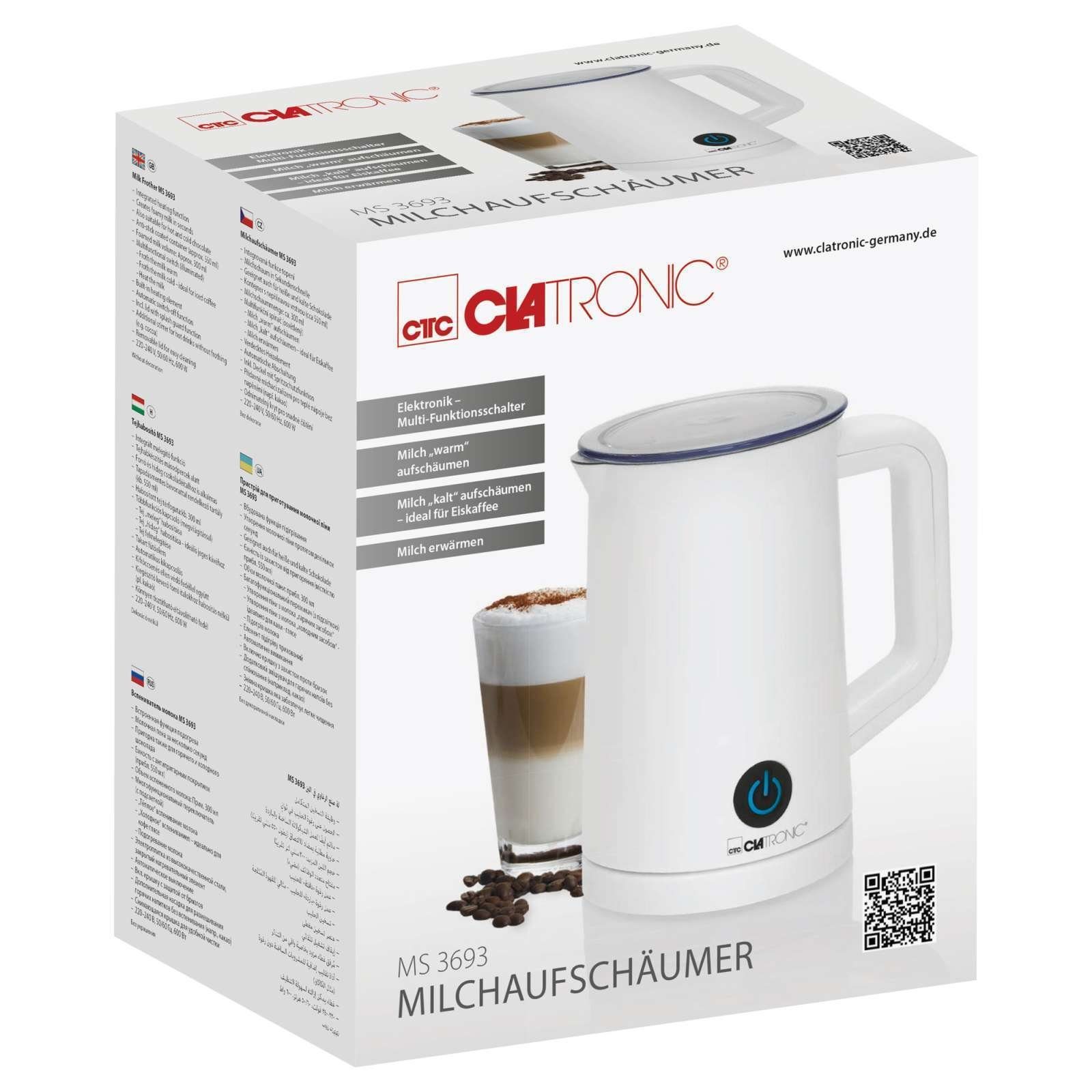 CLATRONIC Milchaufschäumer CLATRONIC Milchaufschäumer Milchschäumer warm-kalt 500 W MS 3693 weiß