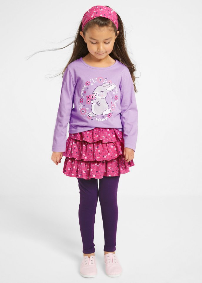 Mädchen Shirt, Rock, Leggings, Haarband (4-tlg.Set)