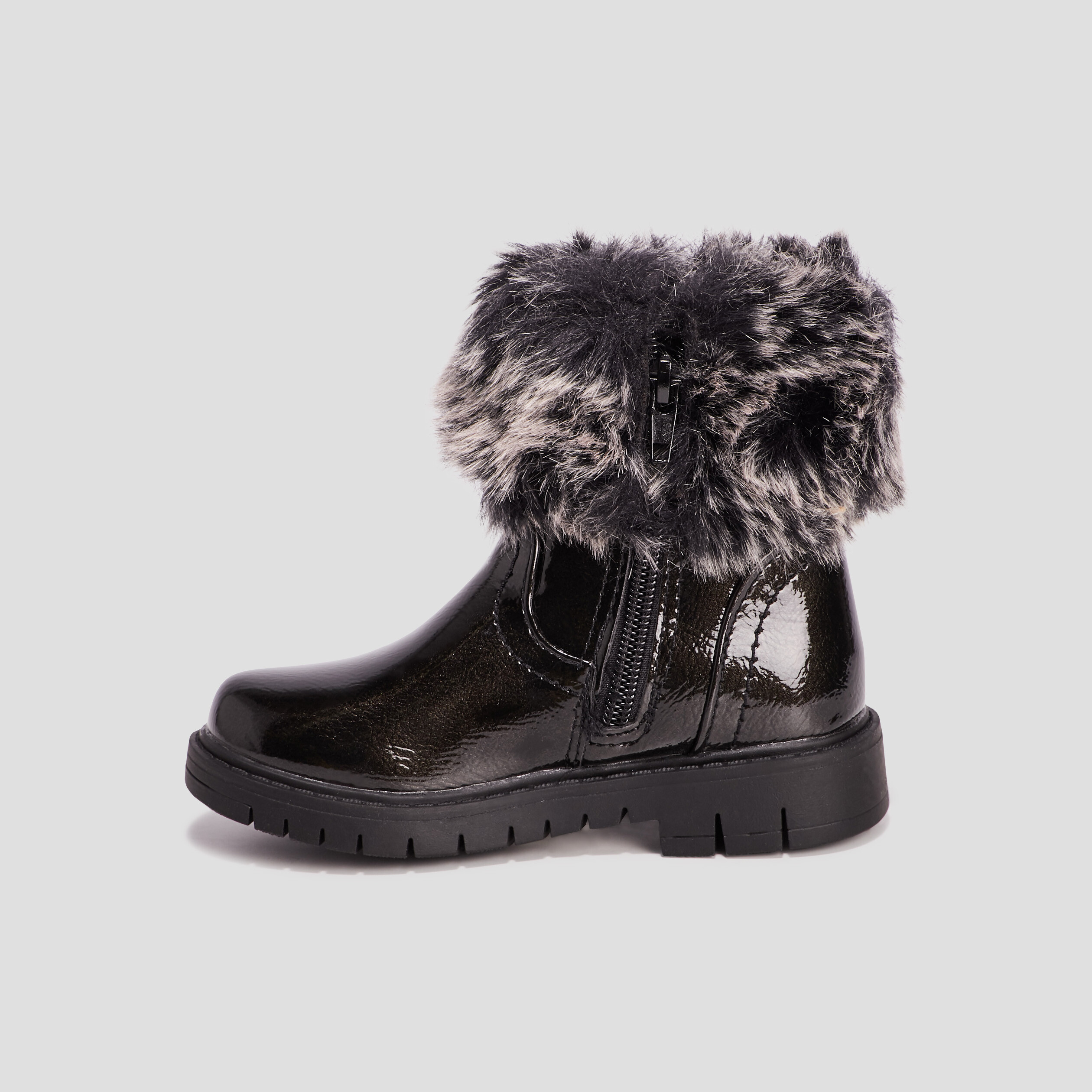 Bottines zippées vernies noir fille | La Halle
