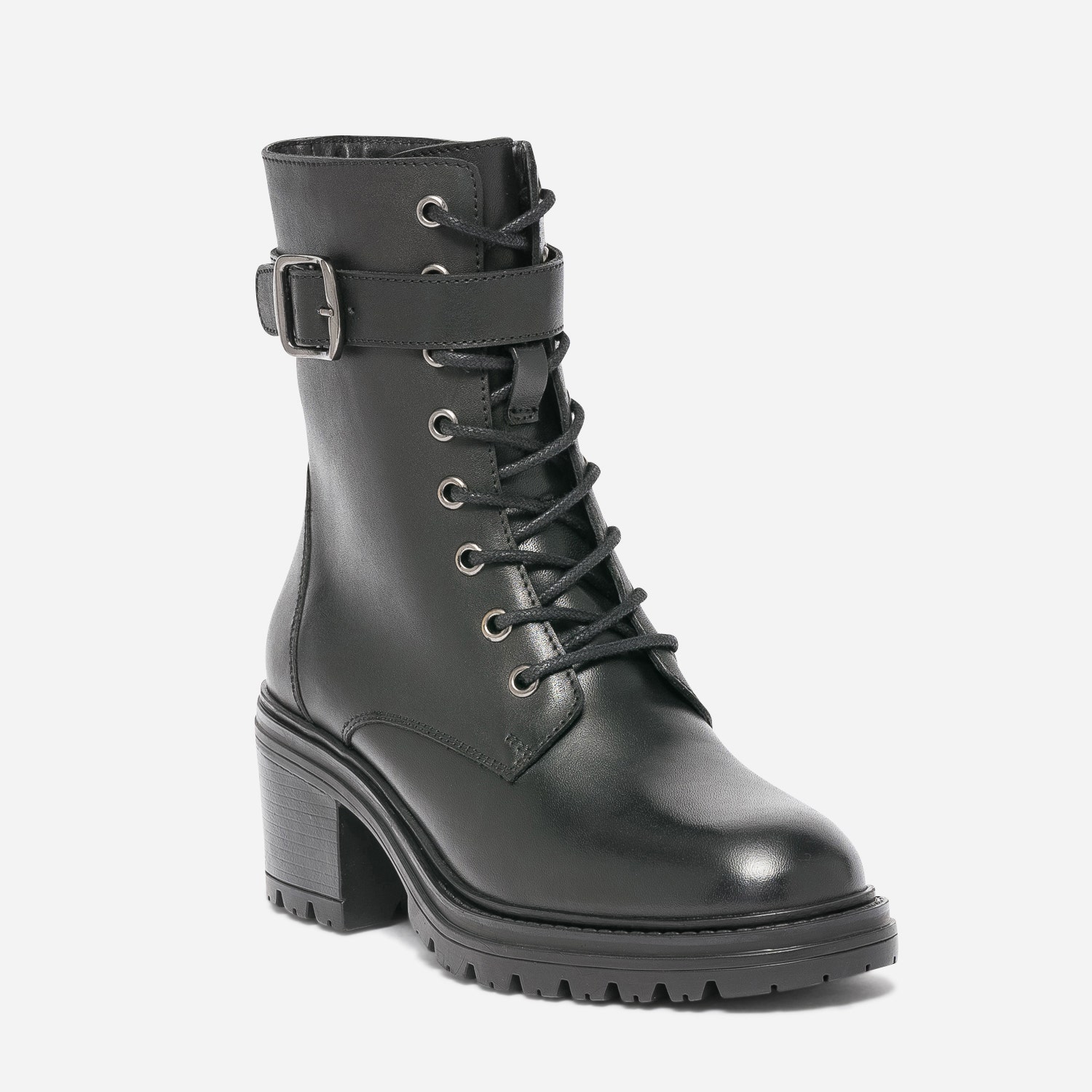 Bottine à talon TEXTO noire en cuir