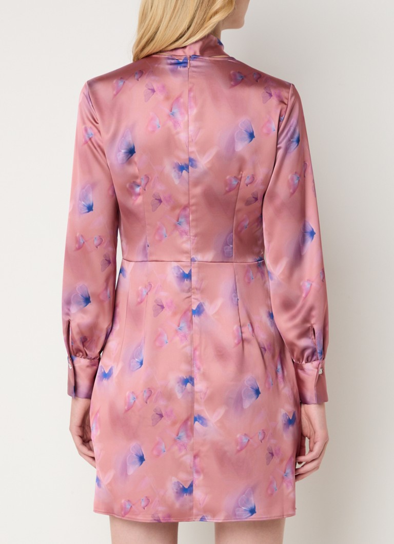 Robe tunique courte en satin Kelanie de HUGO BOSS, imprimée et à col châle