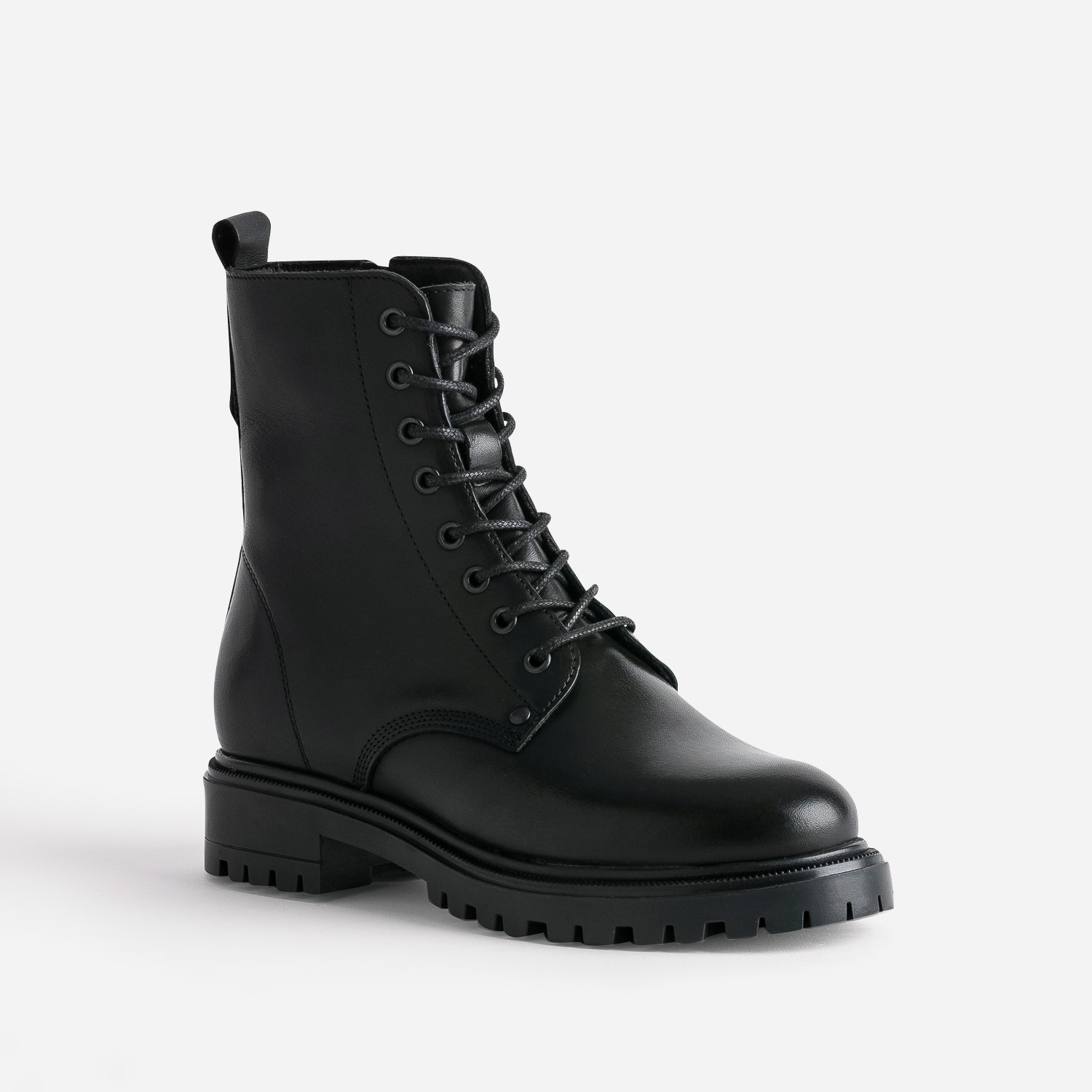 Boots à lacet TEXTO noir cuir à semelle crantée