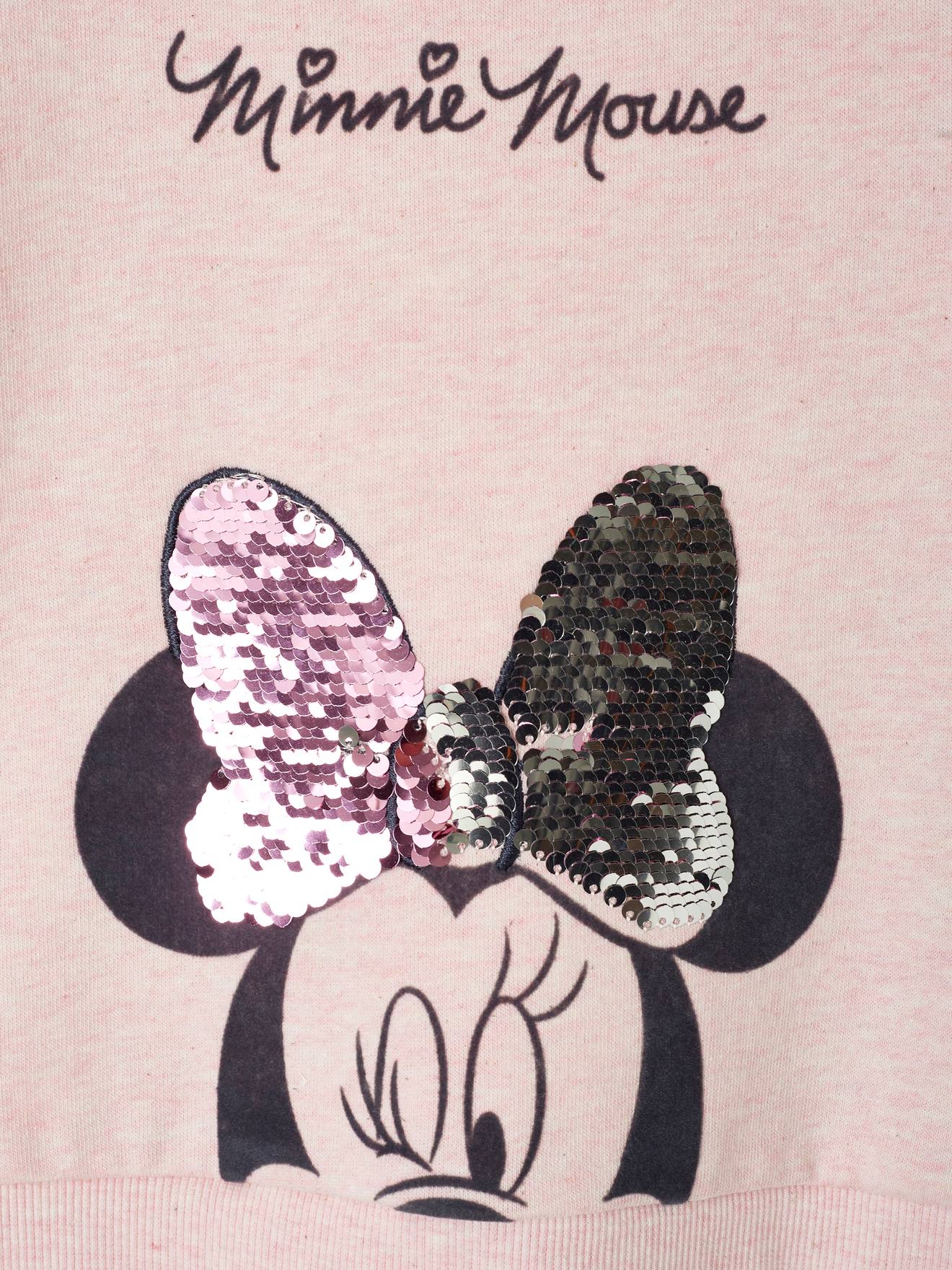 Sweat DS Minnie® fille détail en sequins réversible rose chiné