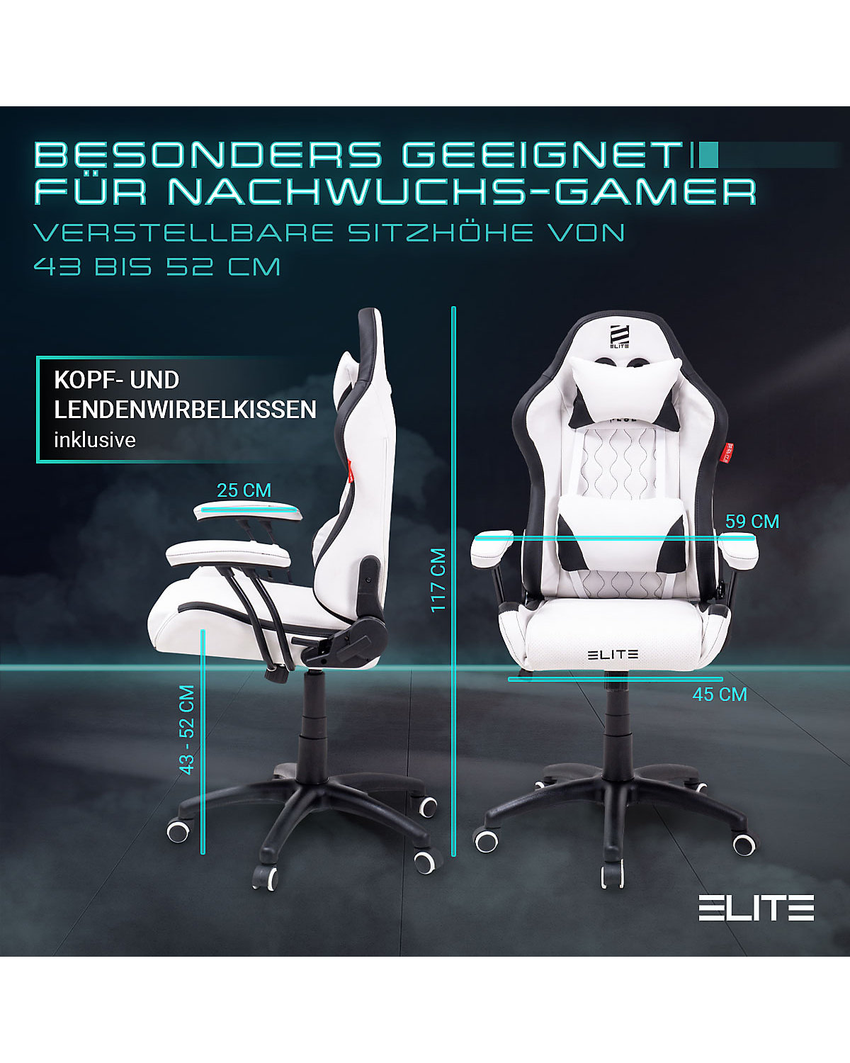 Gaming Stuhl PULSE - Ergonomischer Kinder Luxus Gaming Stuhl - 4D Armlehnen - Bürostuhl