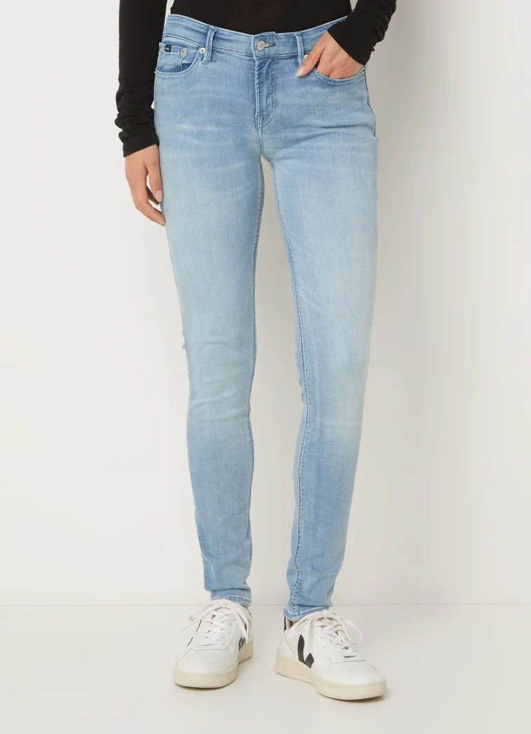 Blugi skinny Kyo Denham cu talie medie și nuanță deschisă