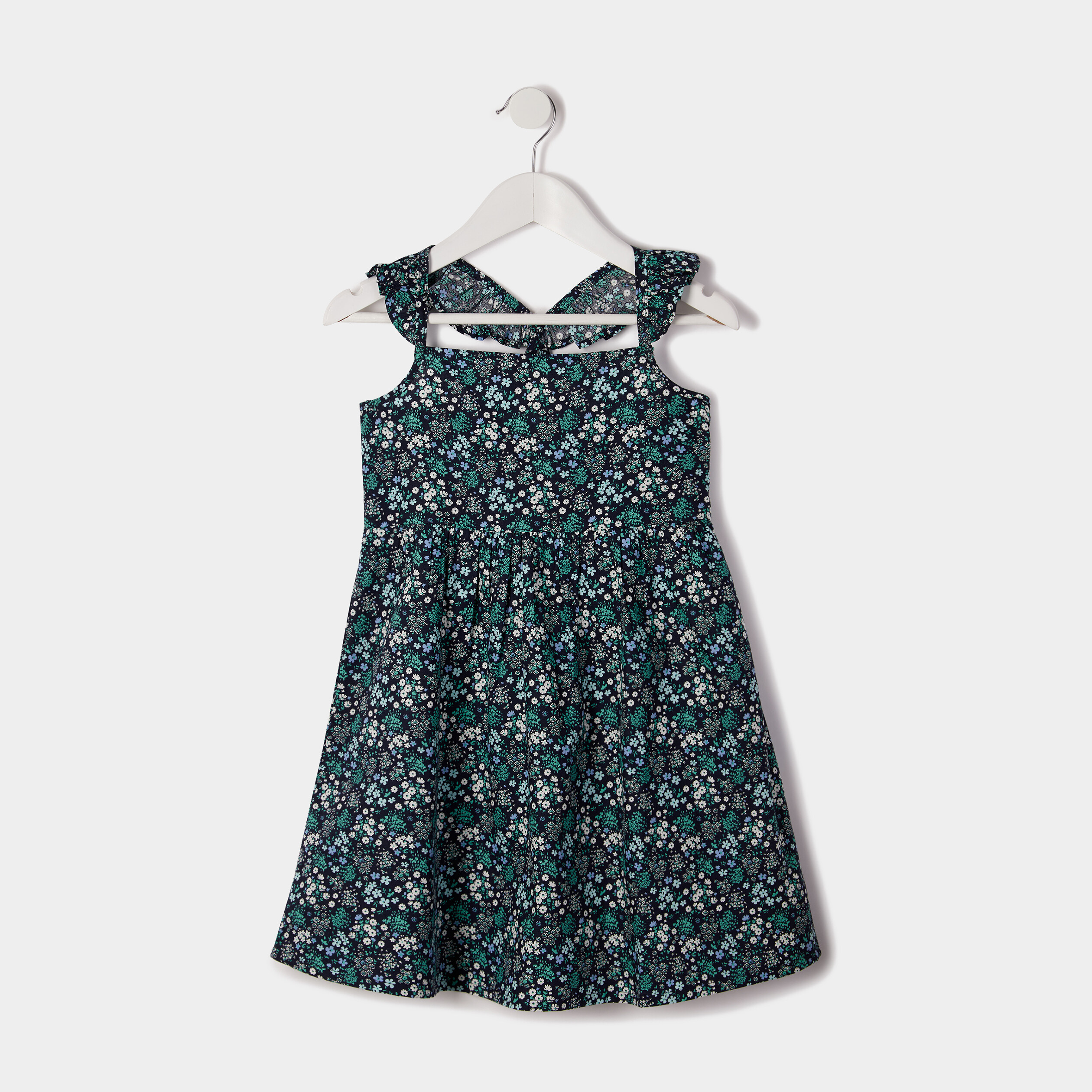 Robe évasée à bretelles croisées bleu marine fille | La Halle
