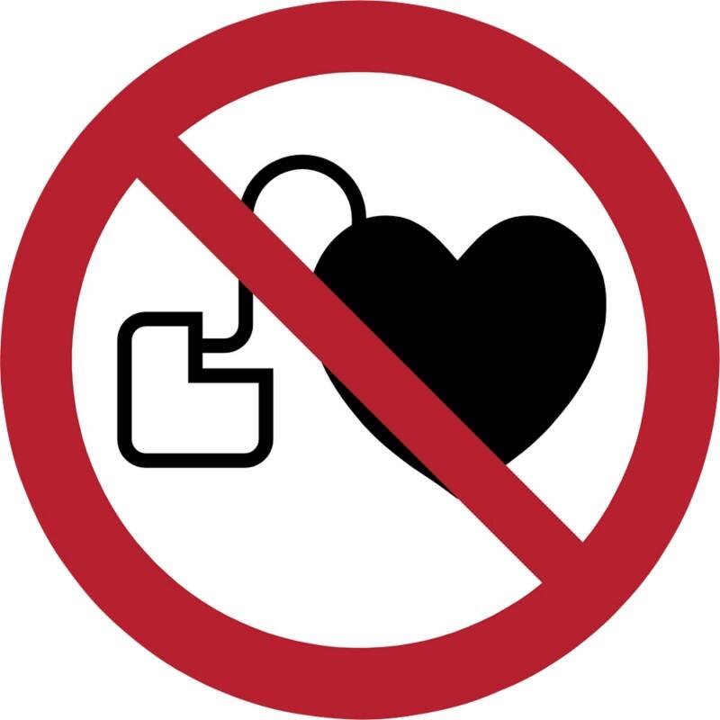 Djois Warnschild Kein Zutritt Für Personen mit Herzschrittmachern oder implantierten Defibrillatoren Klebstoff, einschraubbar PP (Polypropylen) 20 (B) x 0,14 (H) cm 3 Stück