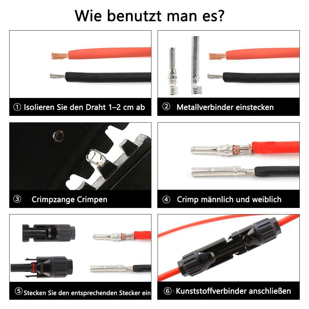 Boifun Solaranlage 10 Paar PV Solarstecker MC4 Stecker Solarkabel Buchse Kupplung(10 AWG), (10-St), mit Schraubenschlüsseln, IP67 Wasserdichtes,10 Paar männlich/weiblich
