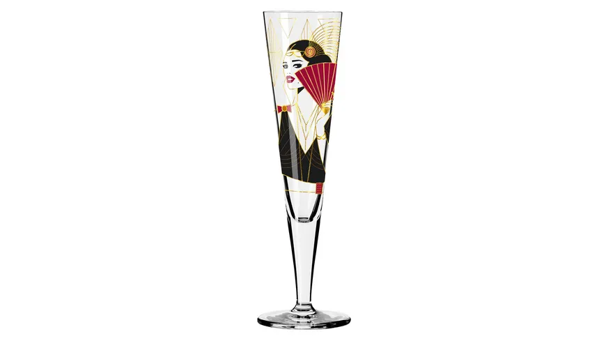 RITZENHOFF Champagnerglas Goldnacht #28 von Samy Halim Gold, Schwarz, Rot