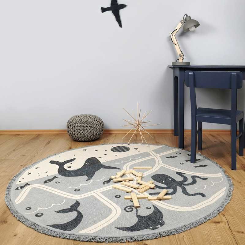 Tapis de jeu fond marin 120cm LITTLE DEEP BLUE