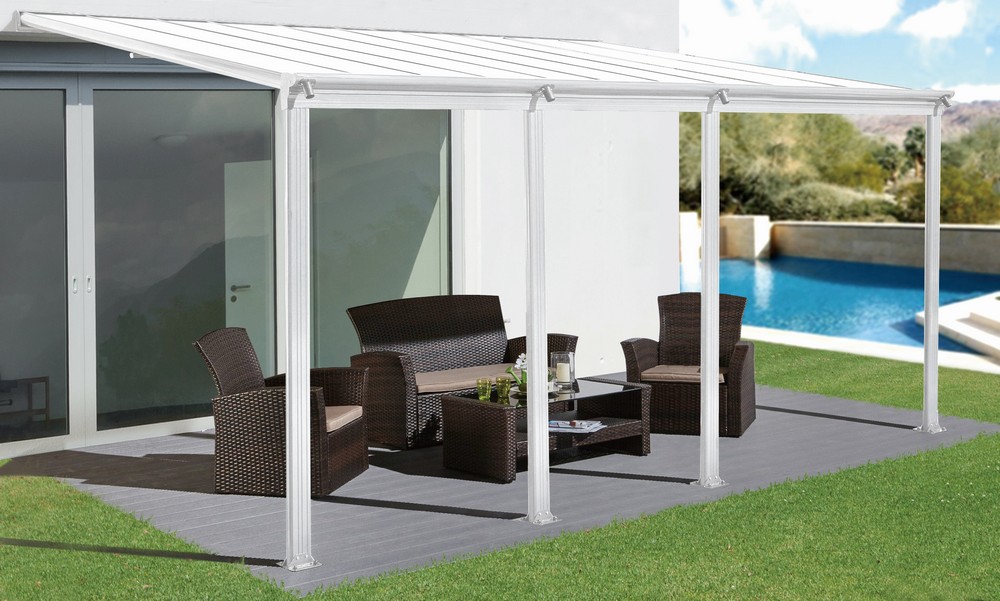 HC Garten & Freizeit Terrassenüberdachung-/Terrassendach Veranda, 618 x 303 x 258 cm - weiss