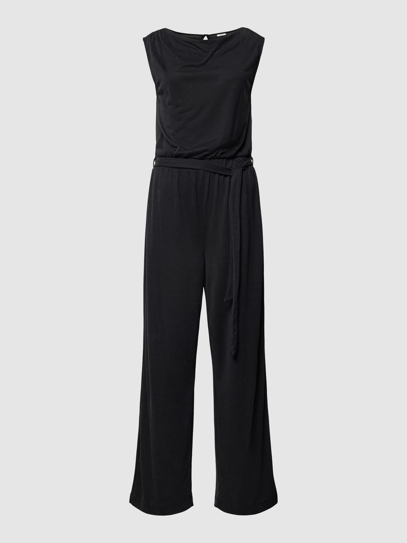 Jumpsuit mit Bindegürtel in schwarz