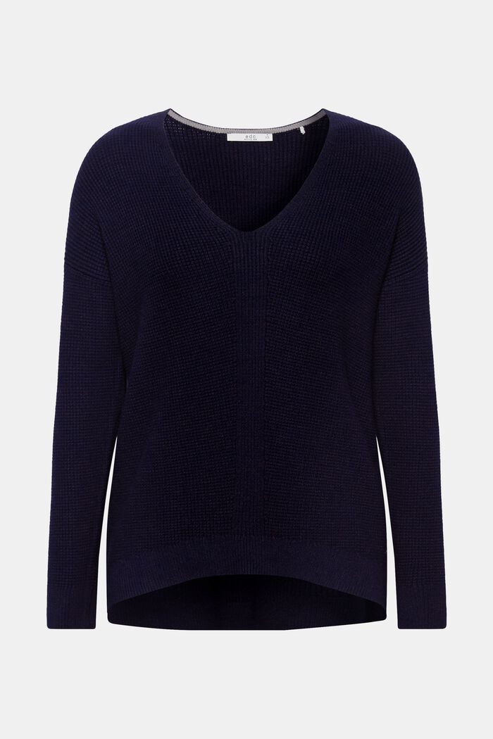 V-Neck-Pullover aus Perlstrick