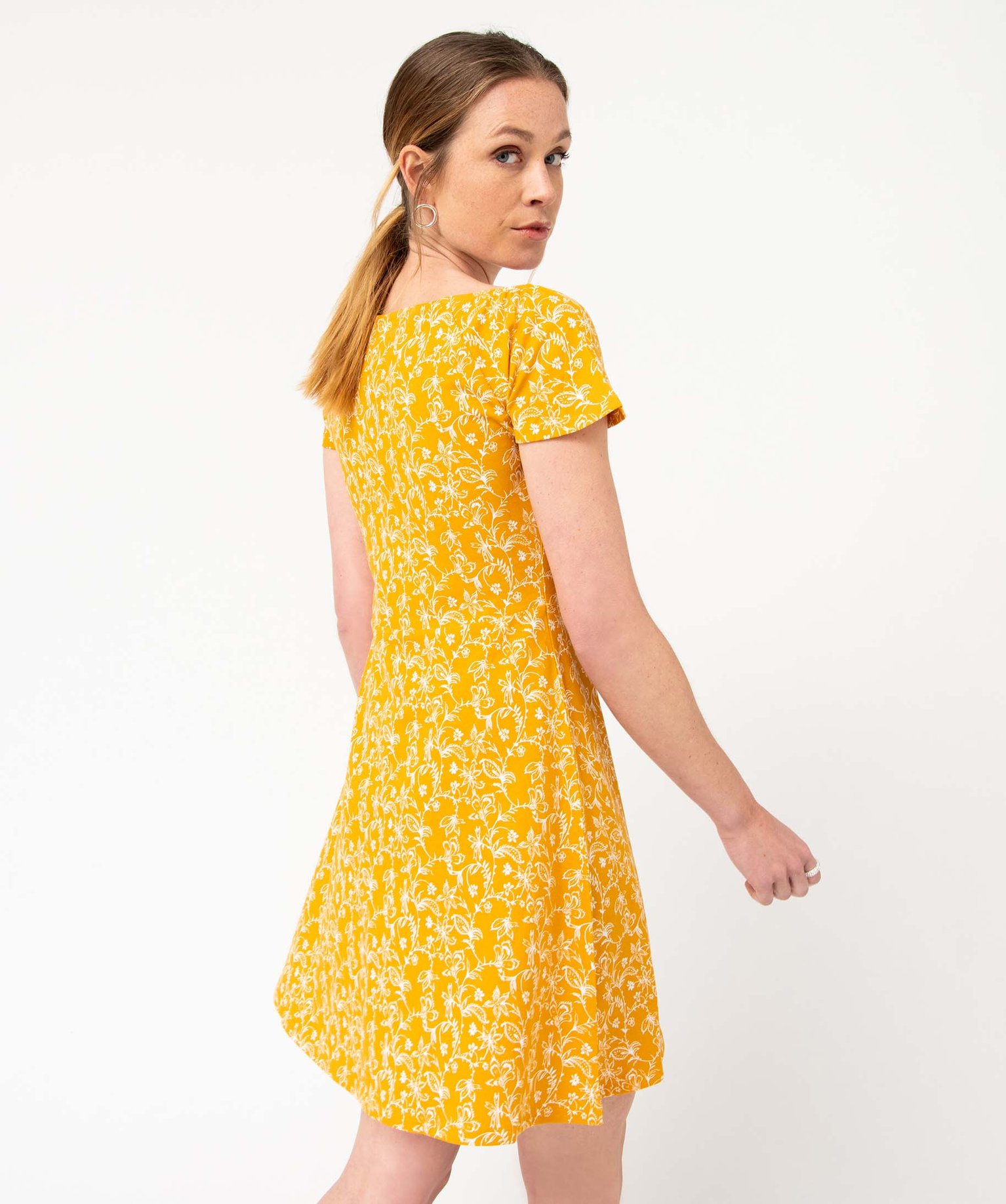 Robe femme en coton à manches courtes imprime | GEMO