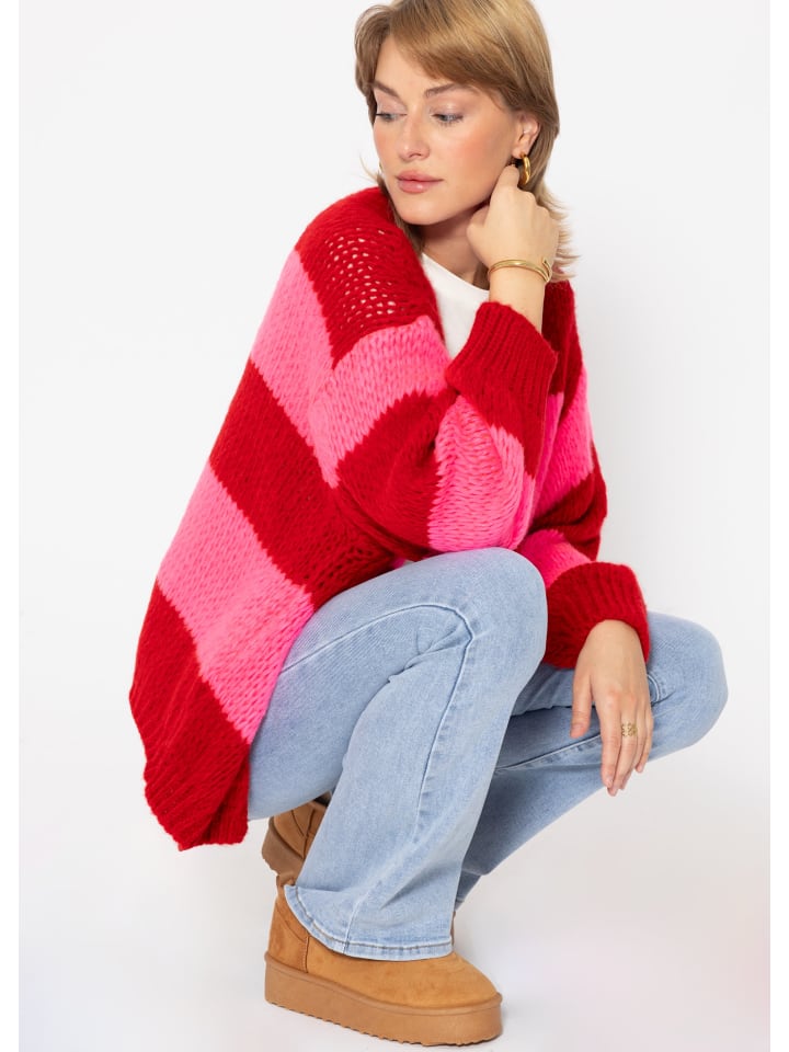 SASSYCLASSY Oversize Cardigan in Rot, Pink günstig kaufen