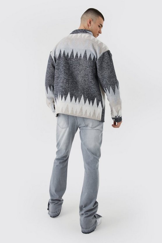 Tall kastiges gestreiftes Overshirt mit Knopfleiste