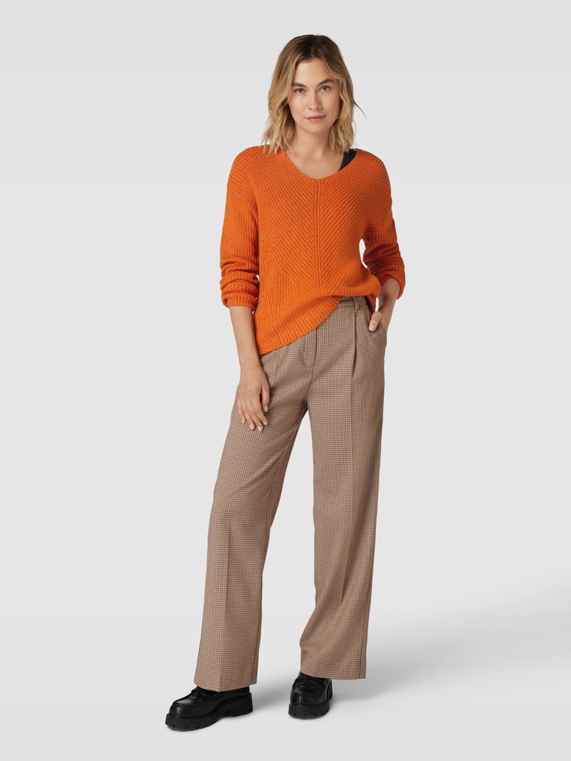 Strickpullover mit überschnittenen Schultern in dunkel orange