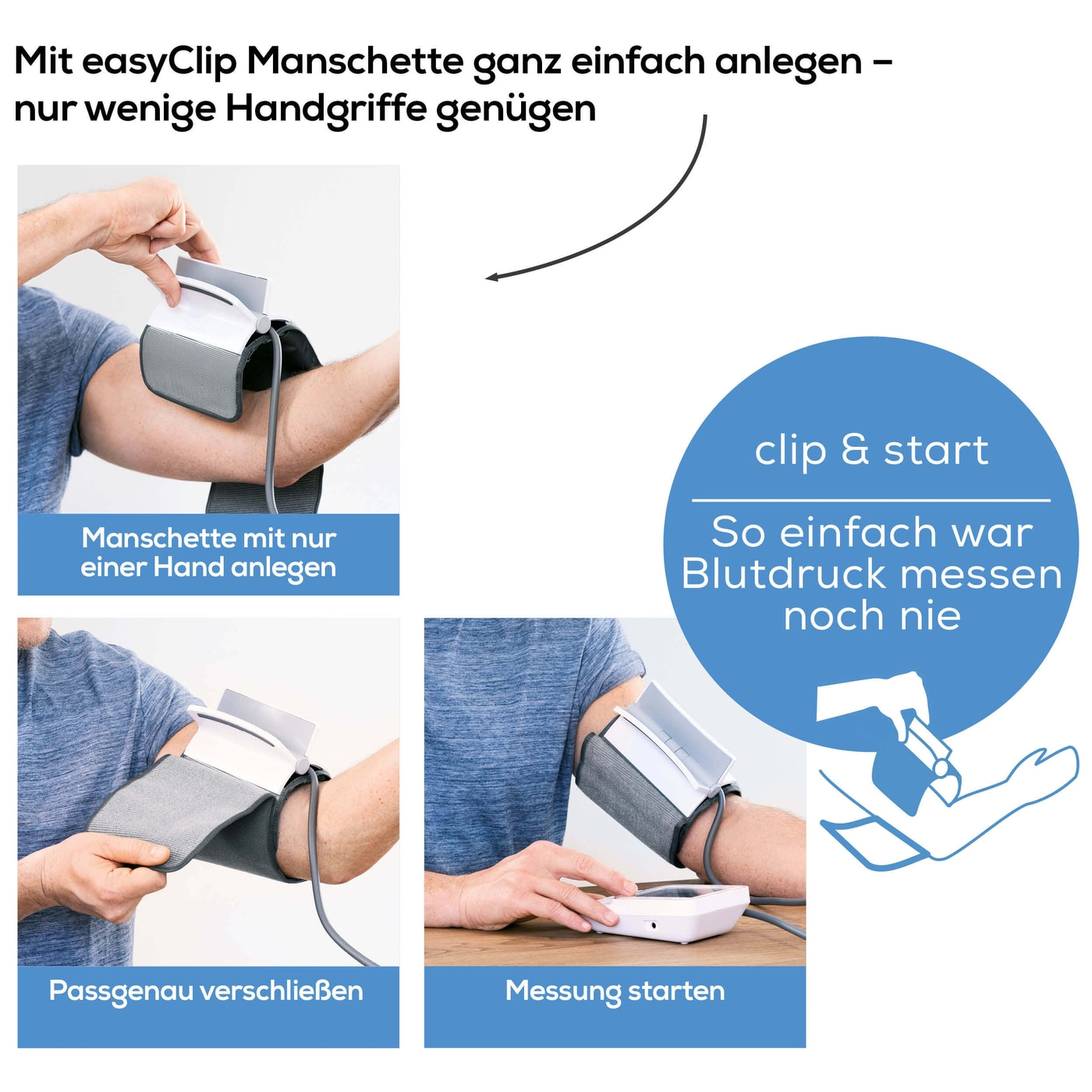 Beurer Oberarm-Blutdruckmessgerät BM 51 easyClip-Oberarm-Blutdruckmessgerät mit Inflation-Technology & easyClip-Manschette