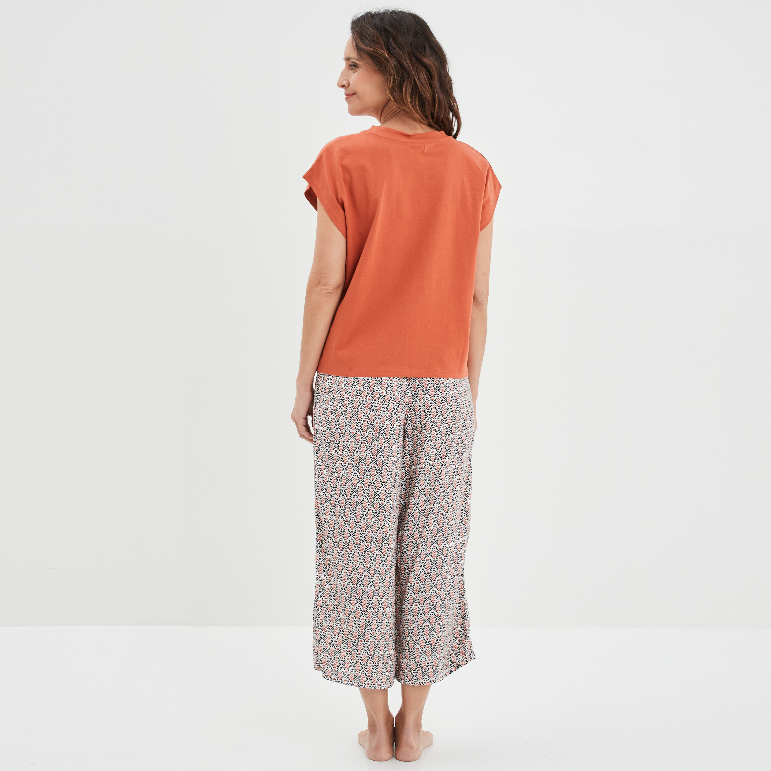 Ensemble pyjama 2 pièces pantalon 7 8ème beige femme | La Halle