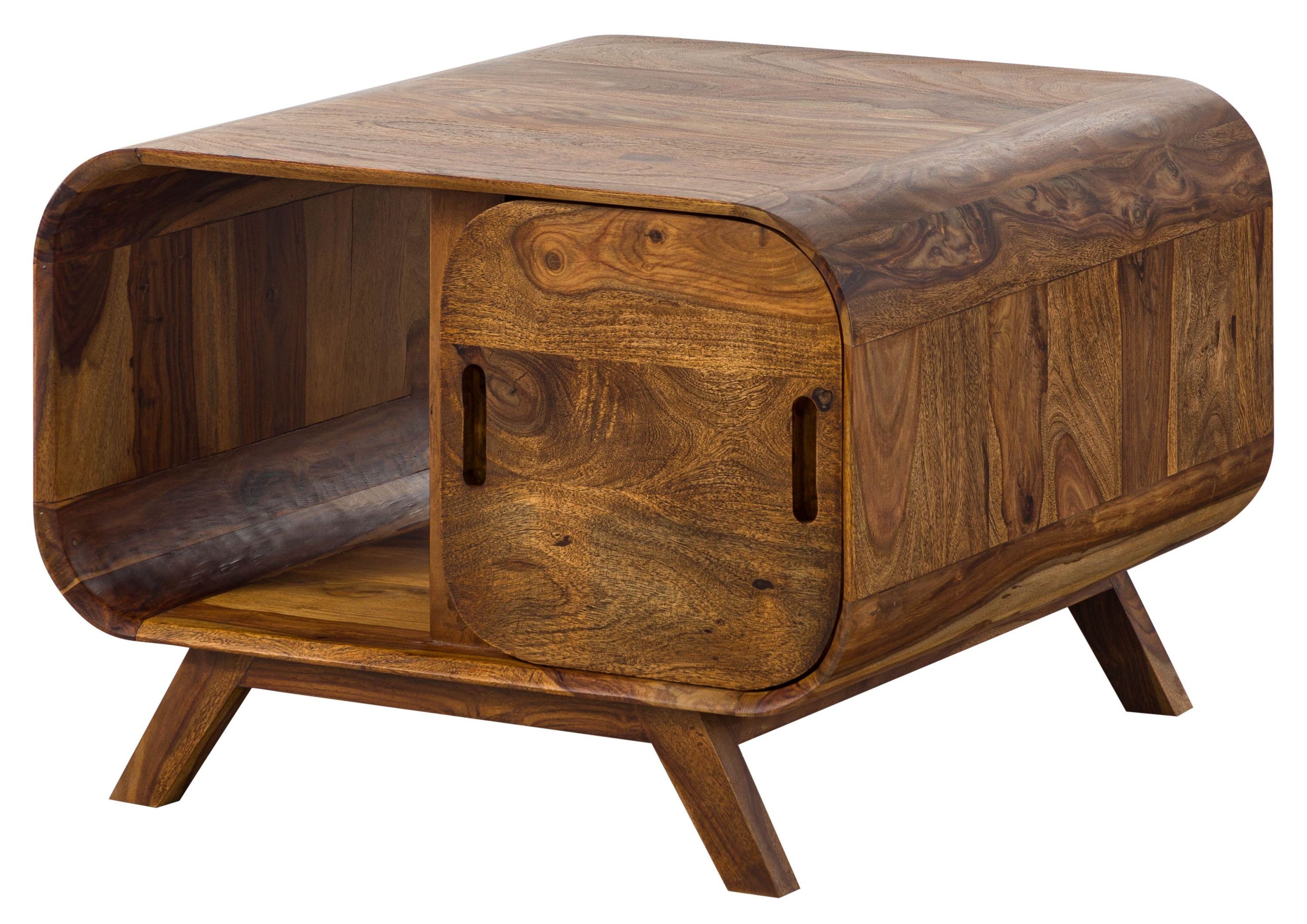 Massivmoebel24 Couchtisch Sheesham 70x70x50 hellbraun lackiert MAILAND #133