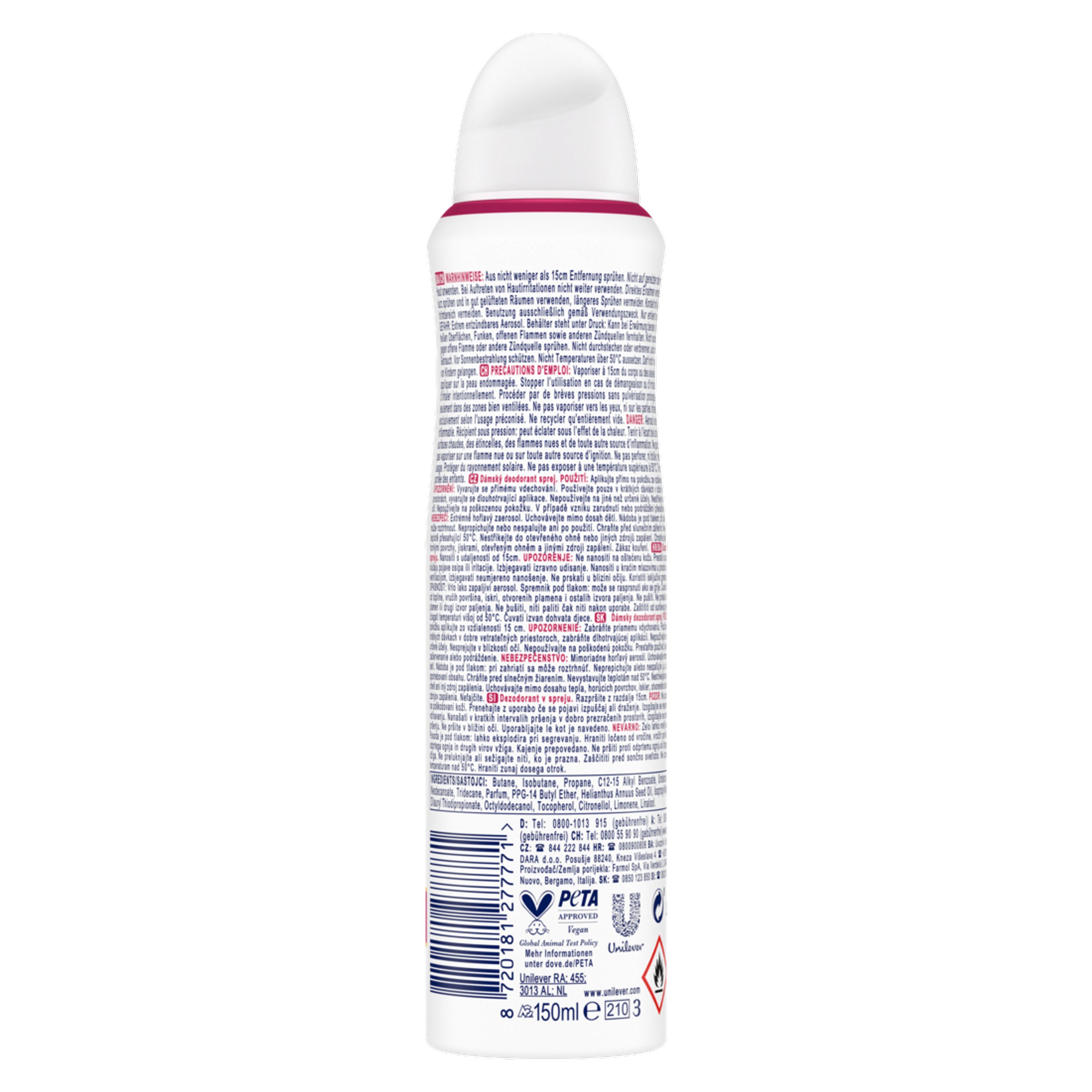 DOVE Deo-Set Dove Deodorant-Spray Rosenduft Deo mit 0% Aluminiumsalzen 6x 150ml