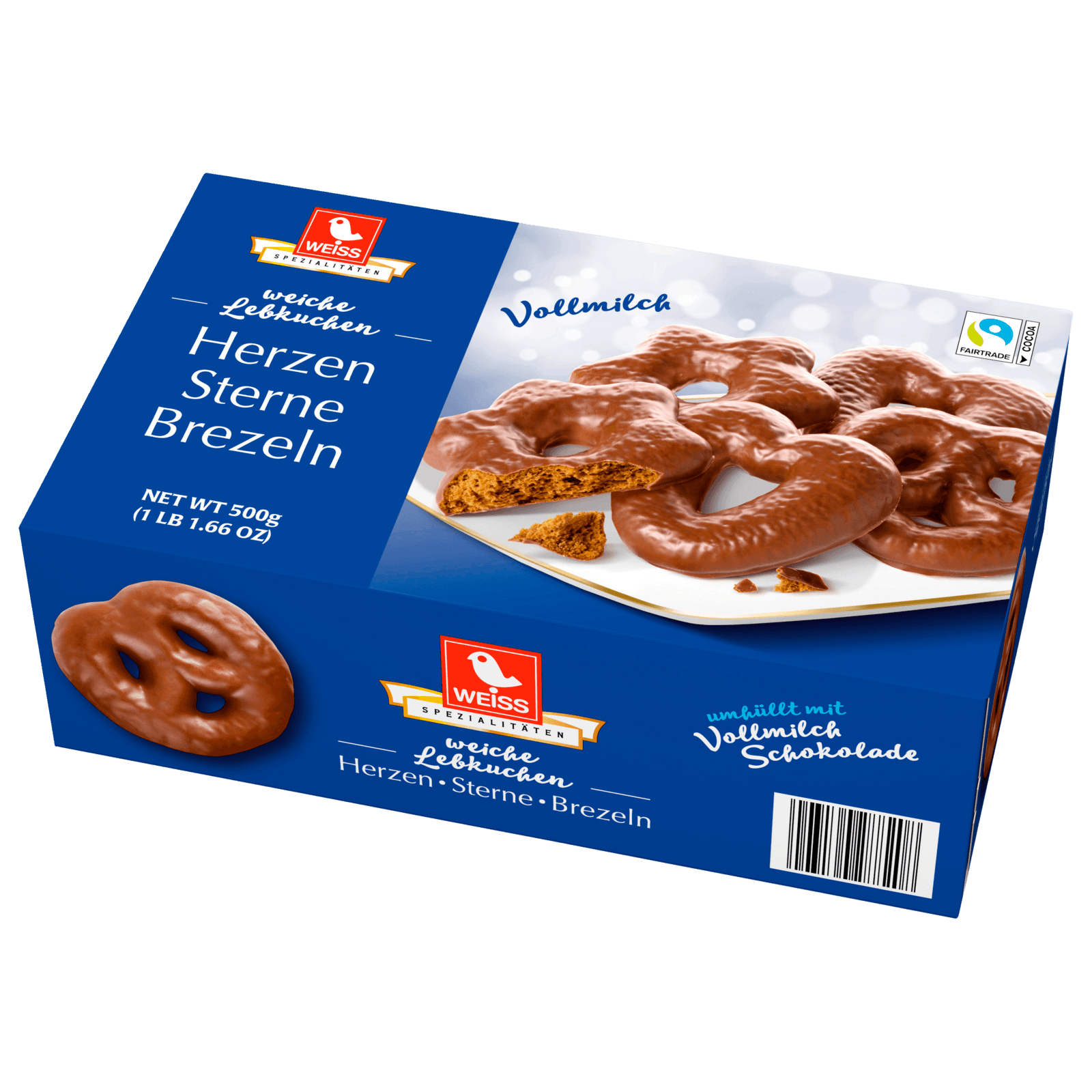 Weiss Lebkuchen Herzen Sterne Brezeln Vollmilch 500g