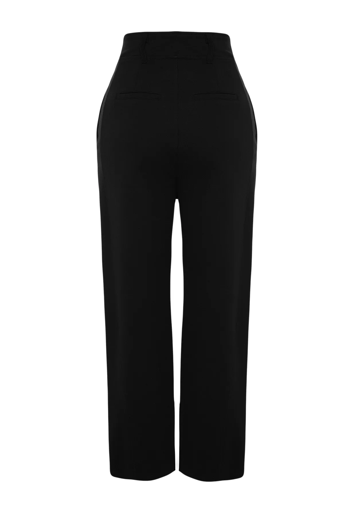 Trendyol Collection  Schwarze, plissierte, weite/locker geschnittene Interlock-Strickhose mit hoher Taille und Carrot-Passform TWOAW24PL00143