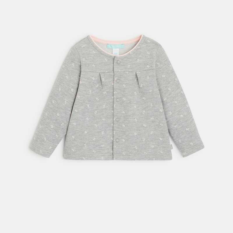 Gilet molleton fleuri gris bébé fille