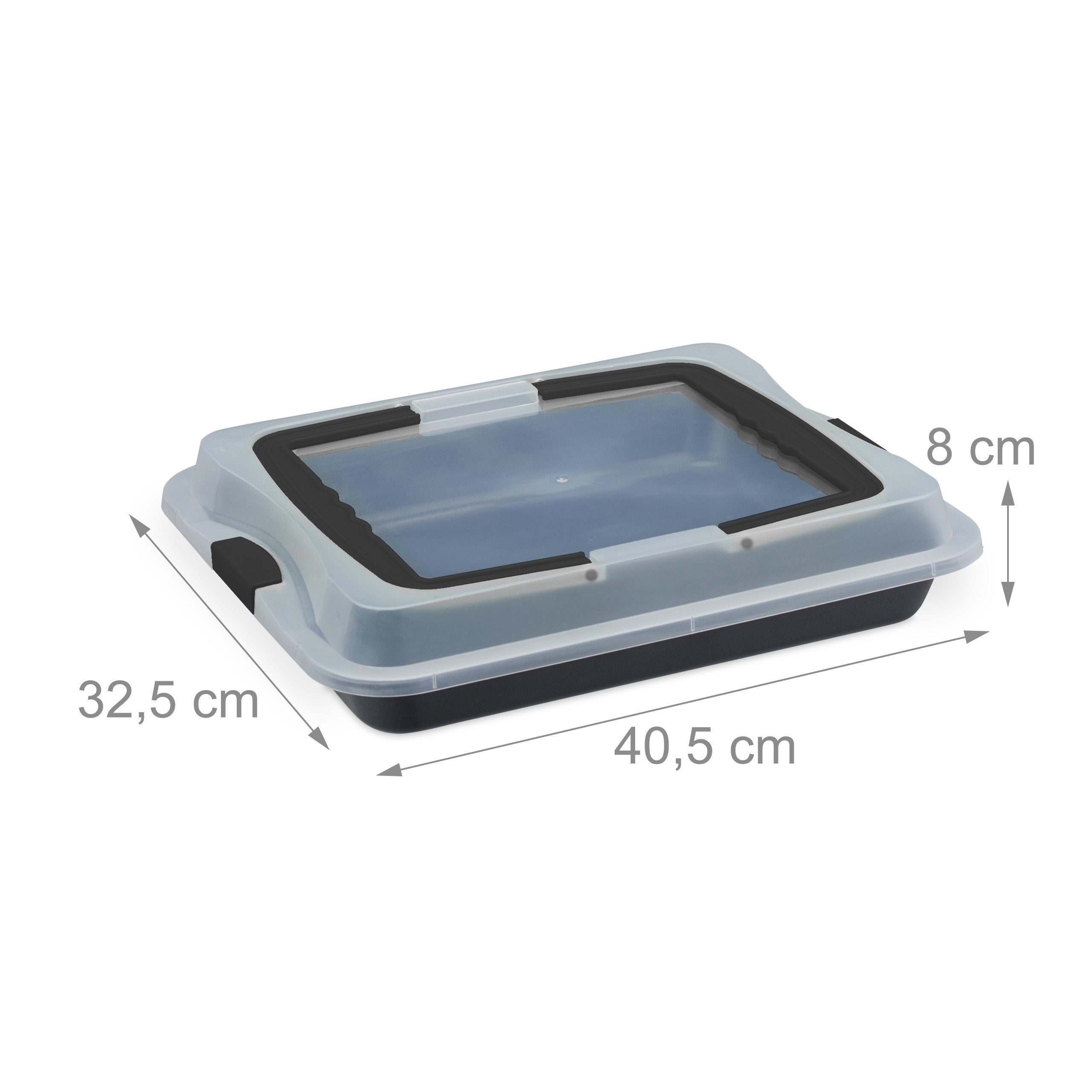 relaxdays Ofenschale Backblech mit Deckel 3in1, Stahl, Schwarz