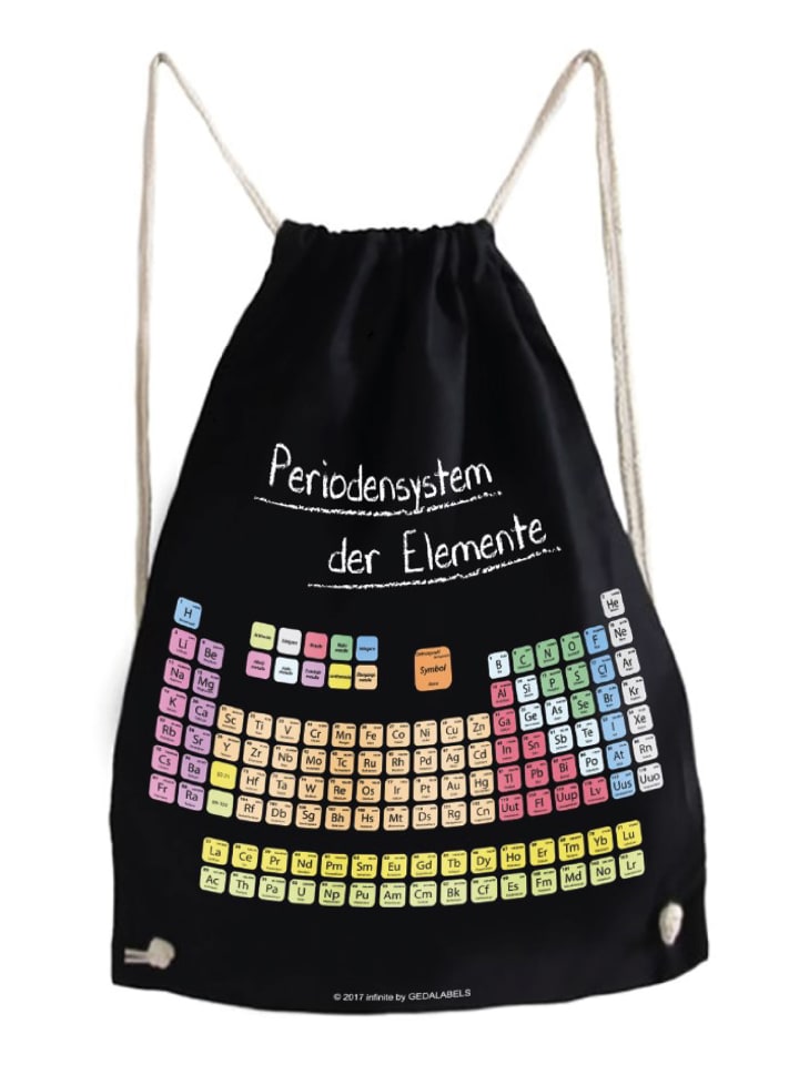 Geda Labels Turnbeutel Periodensystem in Schwarz - 42x33x1cm günstig kaufen onesize