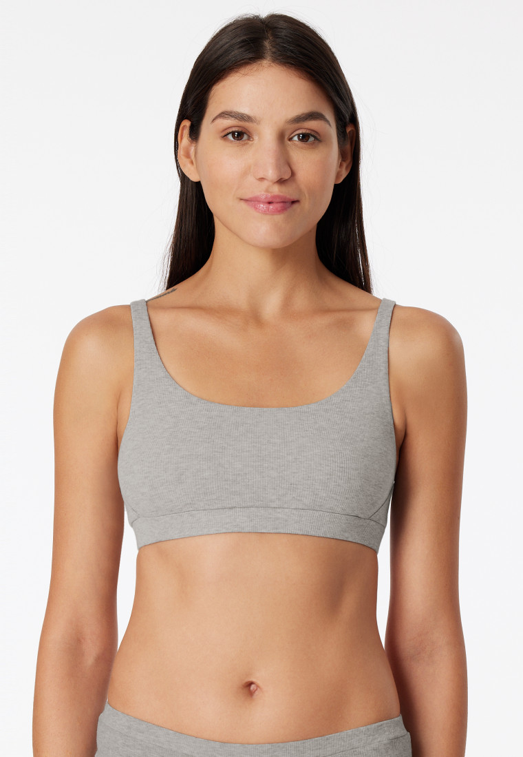 Bustier Doppelripp Organic Cotton grau meliert - Pure Rib