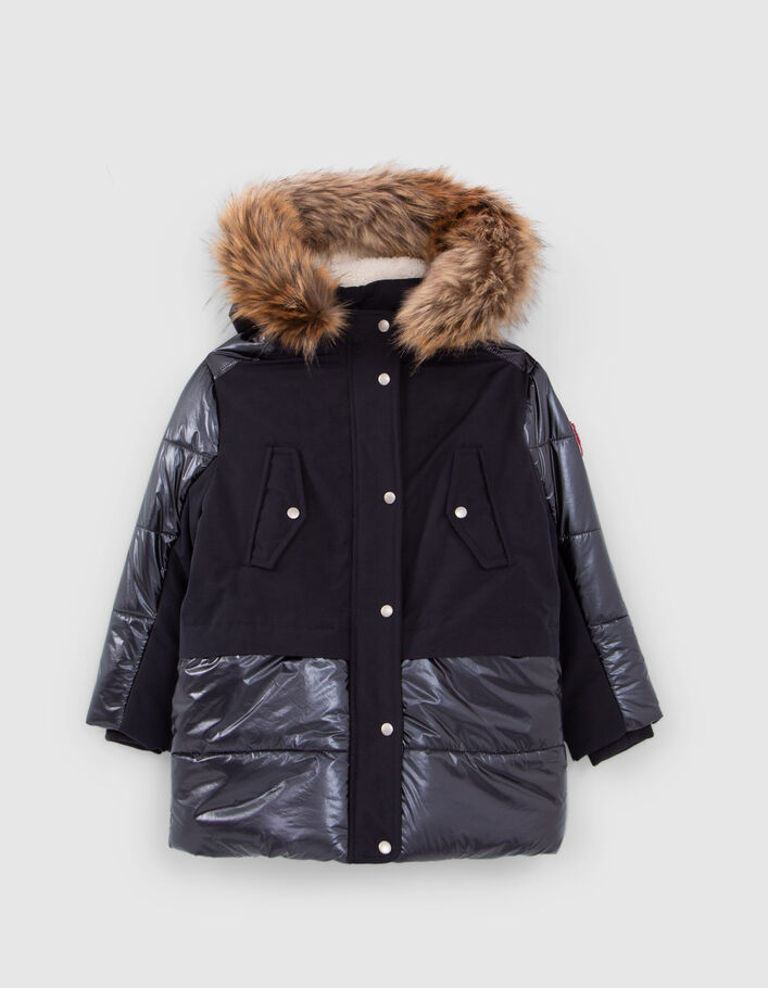 Parka 2-en-1 marine et doudoune imprimé étoiles fille