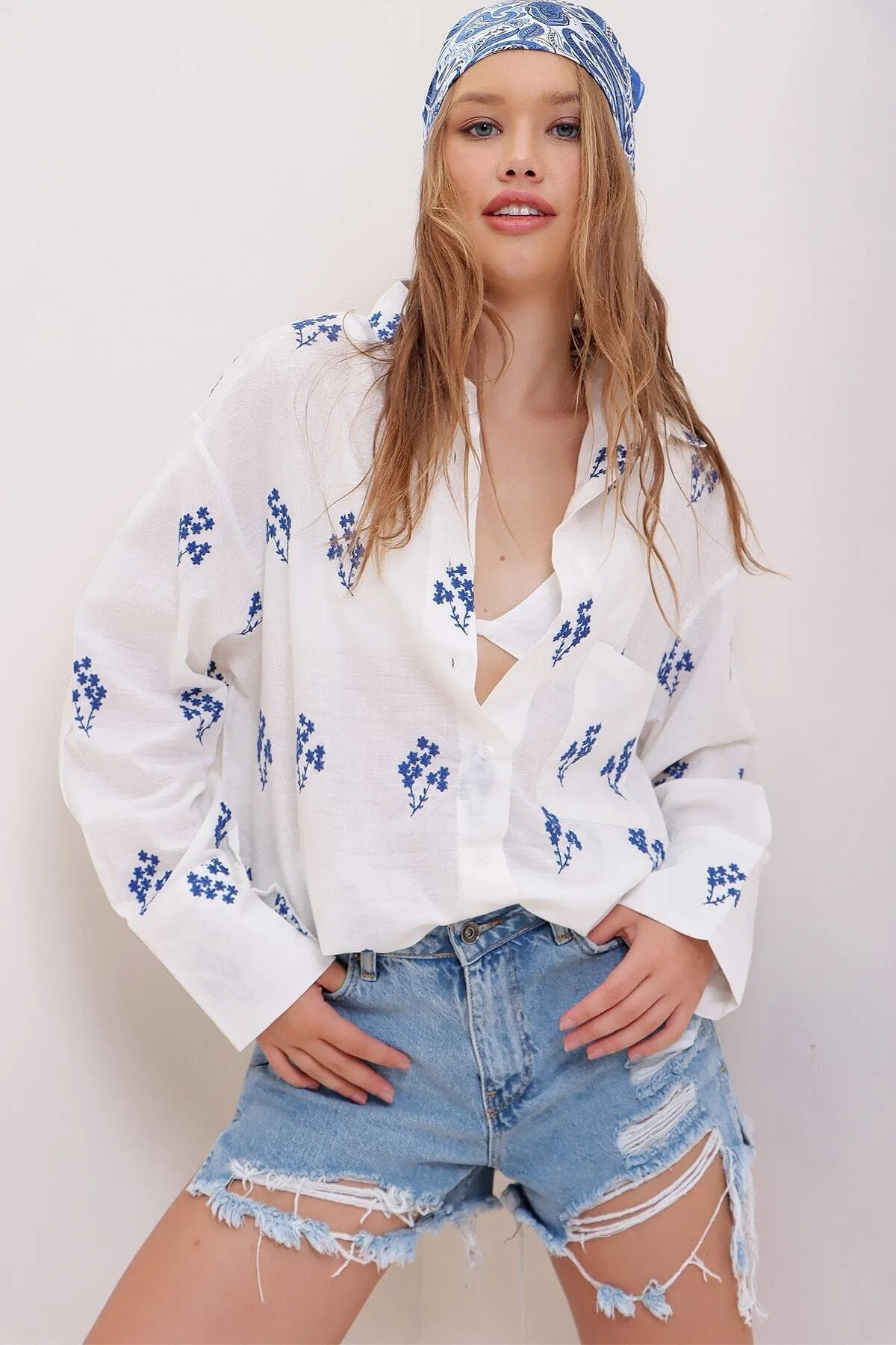 Trend Alaçatı Stili  Hemd - Weiß - Regular Fit