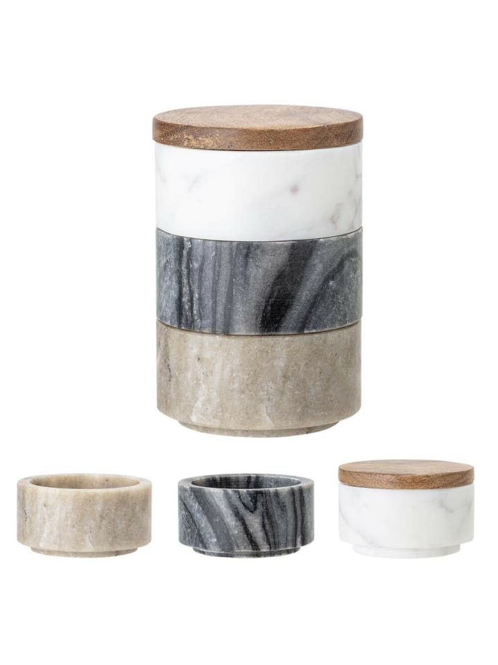 Bloomingville Dose MAEL Stapeldosen Marmor mit Holzdeckel günstig kaufen onesize
