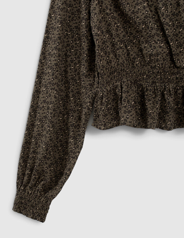 Blouse kaki LENZING™ ECOVERO™ imprimé léopard fille