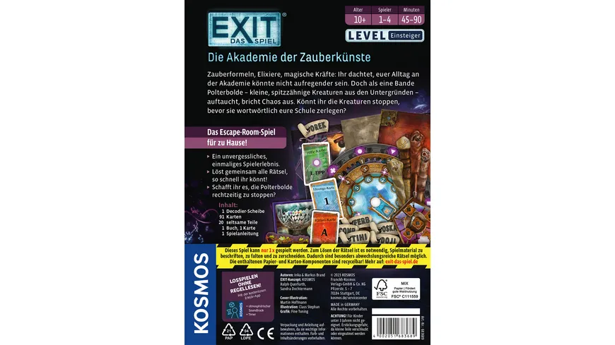 KOSMOS - EXIT® - Das Spiel: Die Akademie der Zauberkünste