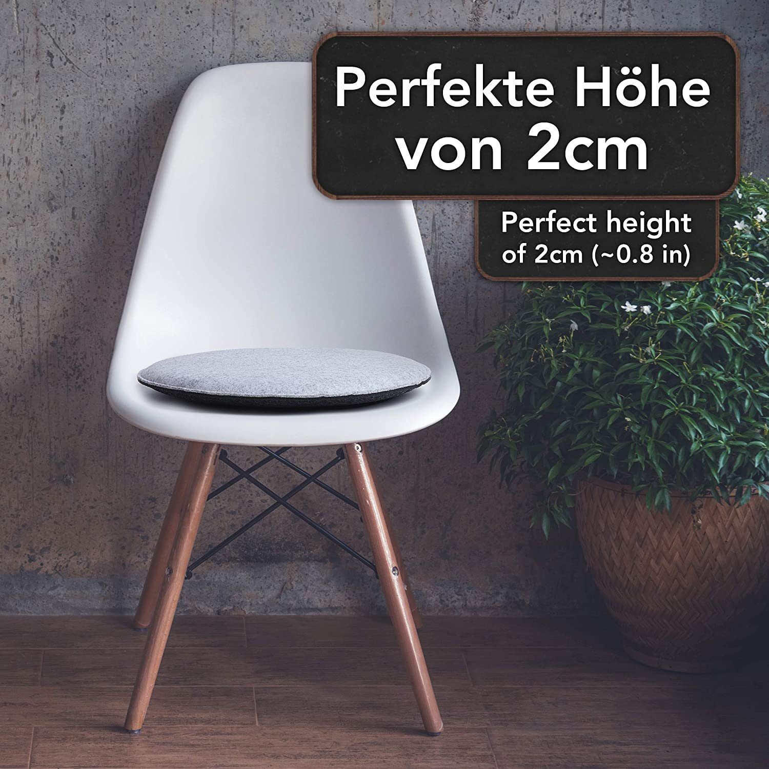 Loco Bird Stuhlkissen 4er Set rund aus Filz Ø 36cm, Stuhlkissen für Schalenstuhl: bequeme Sitzauflage für Bank / Stuhl