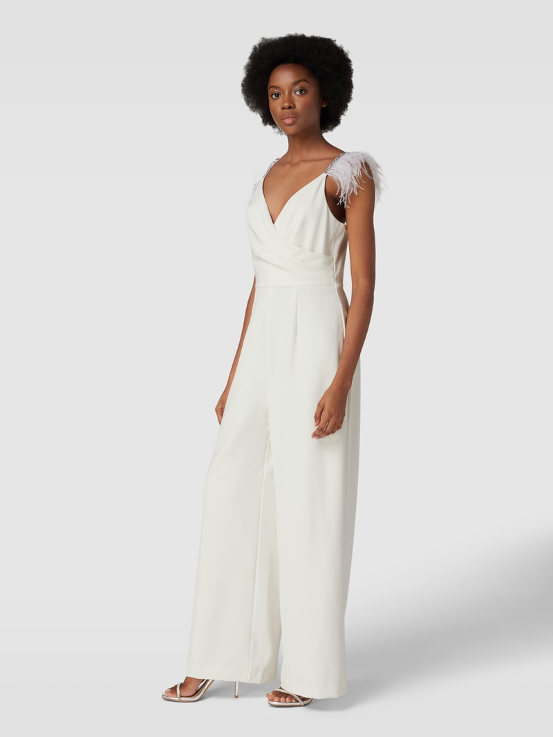 Jumpsuit mit Effektgarn in weiß