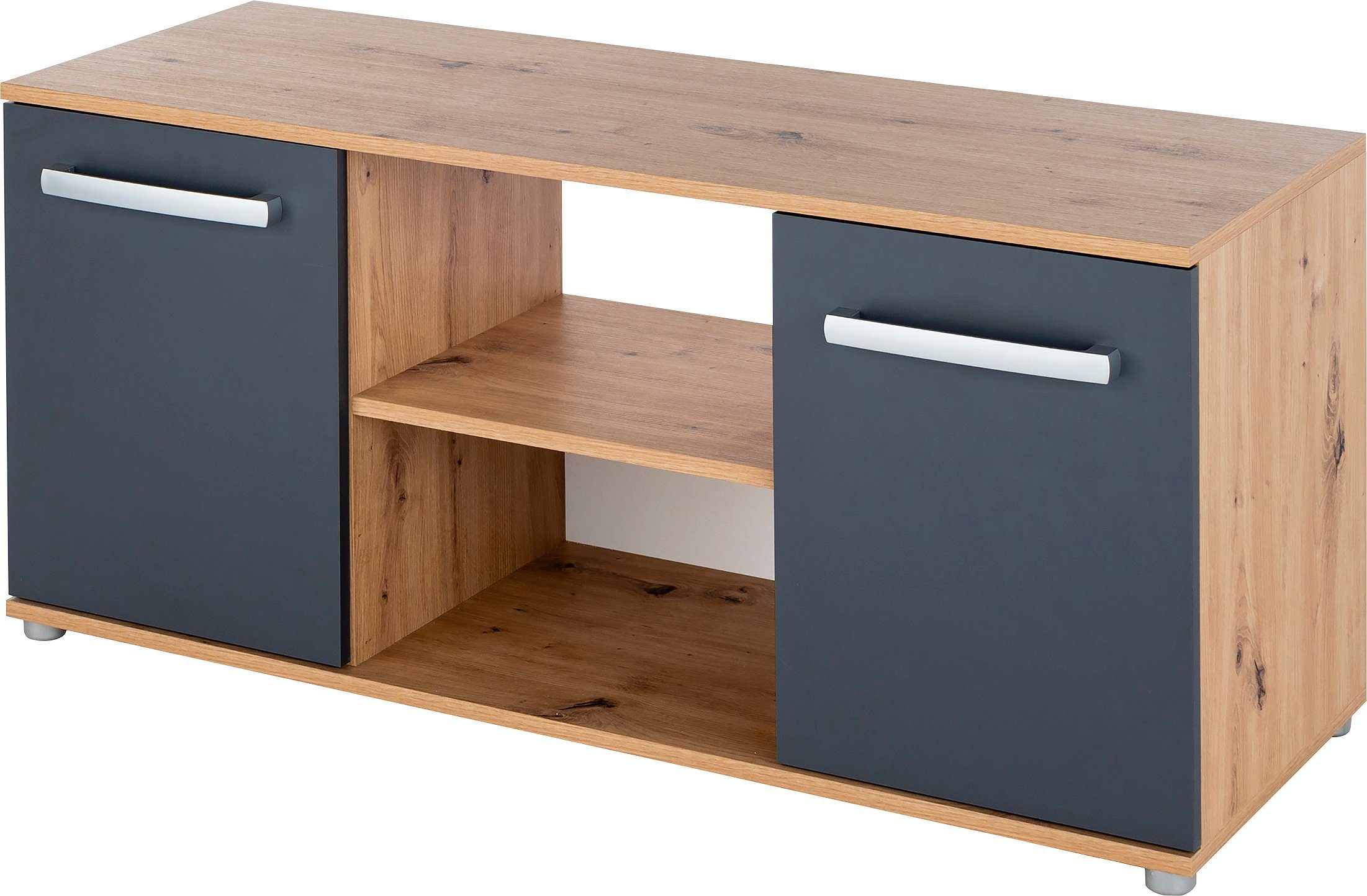 arthur berndt Jugendzimmer-Set Alessio, (Set, 5-St., Bett, Kleiderschrank, Schreibtisch, Standregal und TV-Lowboard), mit Melamin-Oberfläche