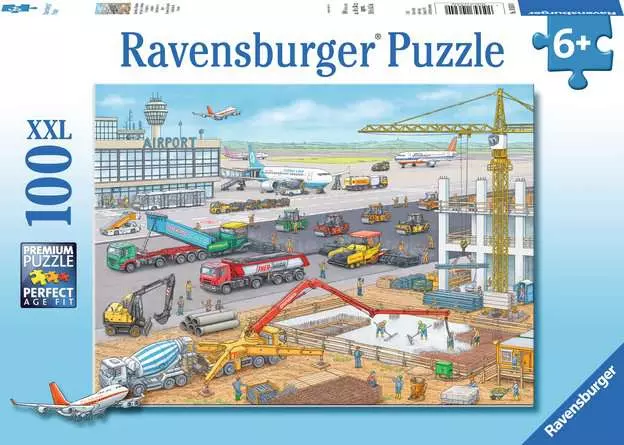 Kinderpuzzle ab 6 Jahren - Baustelle am Flughafen - 100 Teile