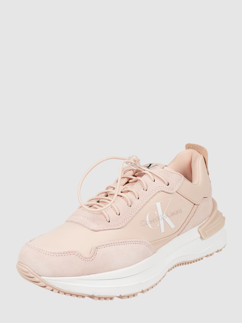 Sneaker aus Veloursleder und Textil in rosa